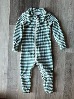 Hanna Andersson Striped Bamboo Footie Sleeper 0-3 months Green/Cream